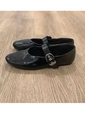 Zara black buckle flats